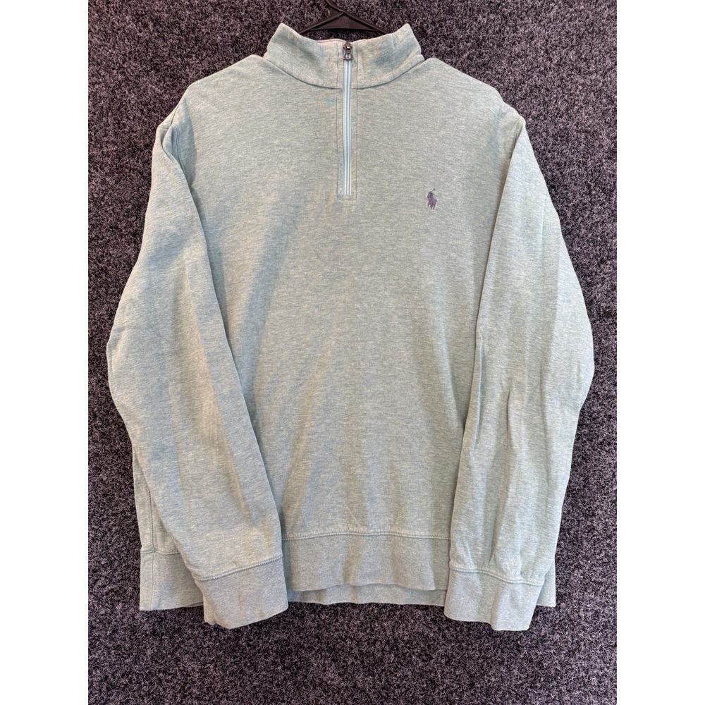 Polo Ralph‎ Lauren Men's Green Cotton Quarter Zip Quarter Zip Sweatshirt Large
